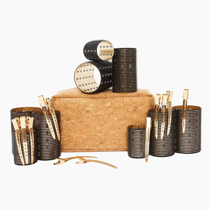 Ibiza Velchrome Hair Roller Set with Clips and Cork Case