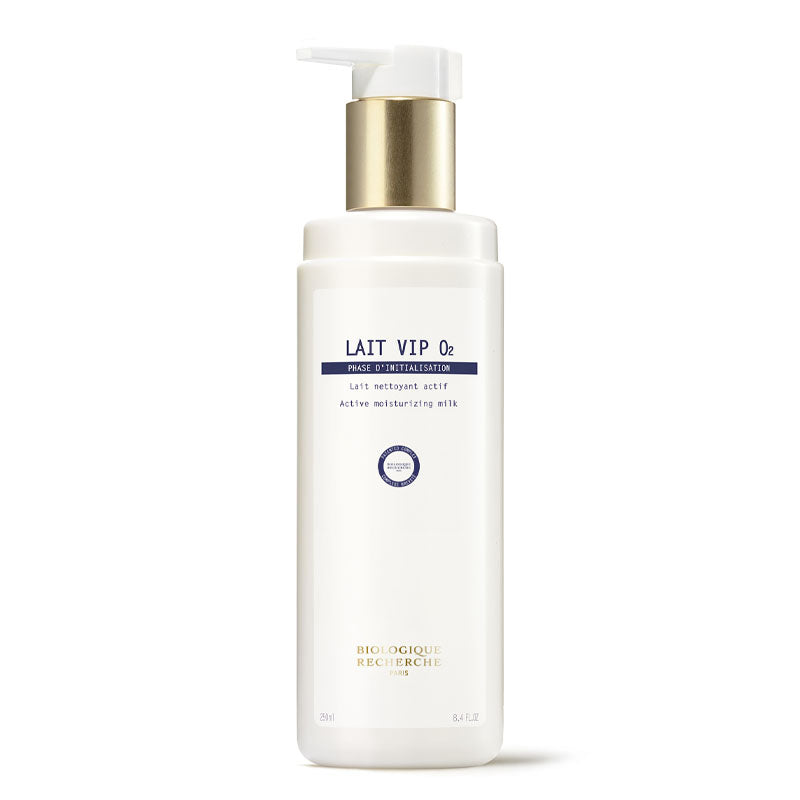 What is Biologique Recherche Lait VIP O2? Lait VIP O2 NEW Formula is an oxygenating milky face cleanser for dull devitalized skin.