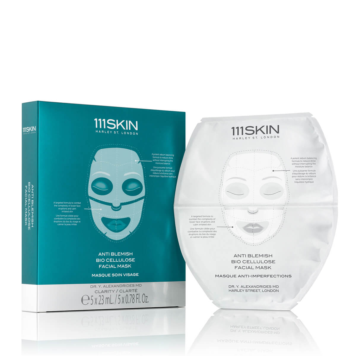 111 skin Anti Blemish Bio Cellulose Facial Mask Box and Sachet