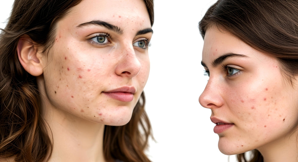The official guide to adult & hormonal acne. Two women pictured with adult acne.