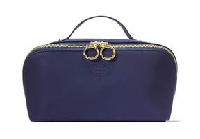 Vanity Case -- Blue Vegan Suede Finish ** Gold Metallic Zipper