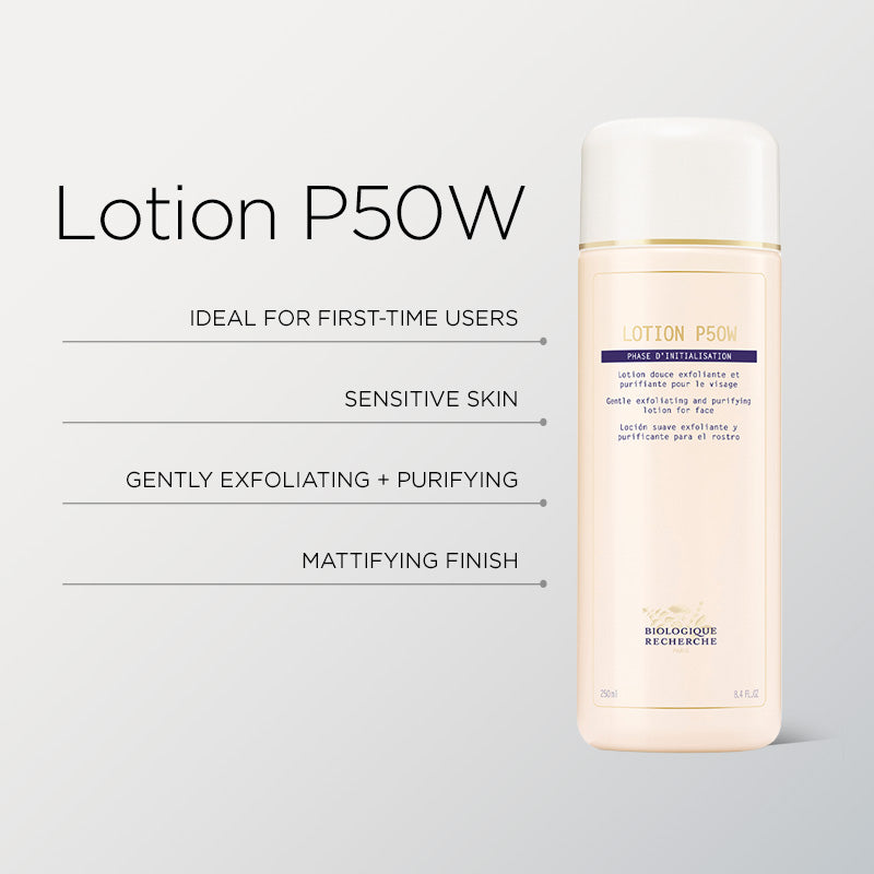 Biologique Recherche Lotion P50W gentle exfoliating toner for sensitive, reactive skin, improves texture and maintains balance