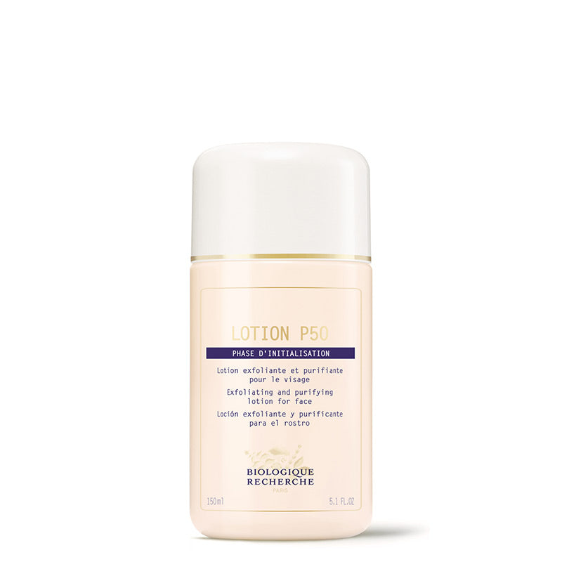 Biologique Recherche P50 exfoliating face toner for normal to oily skin, balancing lotion to control oil, clear pores, and smooth texture