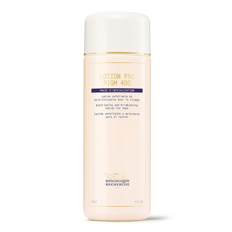 Biologique Recherche Lotion P50 PIGM 400 exfoliating toner for dark spots and hyperpigmentation, brightening face toner to even skin tone