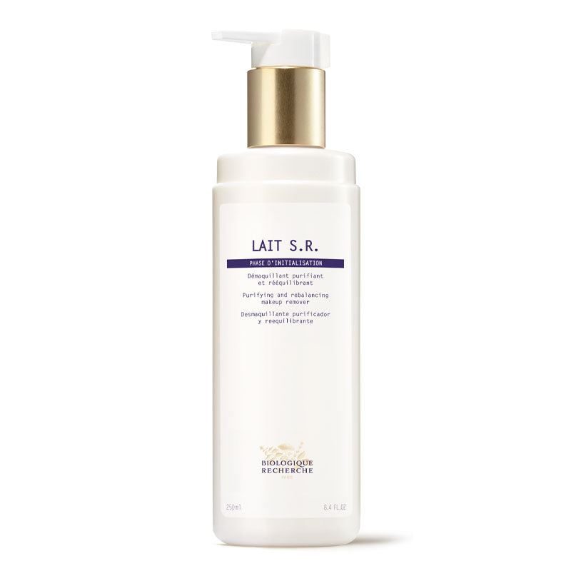 What is Biologique Recherche Lait S.R.? Lait S.R. is a milky sebum regulating face cleanser for combination, oily and acne prone skin types