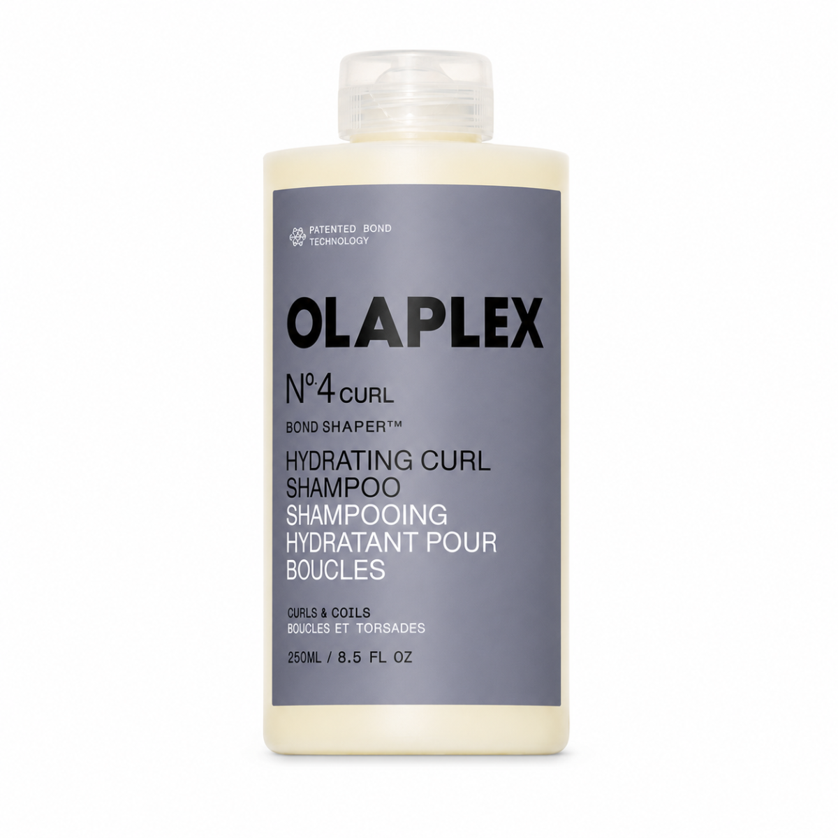 Olaplex No.4 Curl Bond Shaper Hydrating Curl Shampoo bottle on a white background