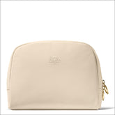 Toiletry Bag -- Champagne Color with Suede Finish ** Embossed Gold Zipper